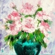 Plava vaza i ruže - 35x45